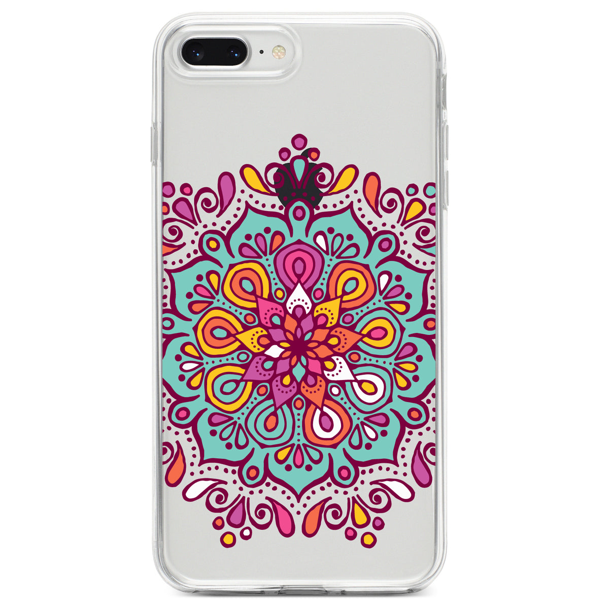 Jewel Tone Mandala Colorful Clear Shockproof iPhone Case, view 6