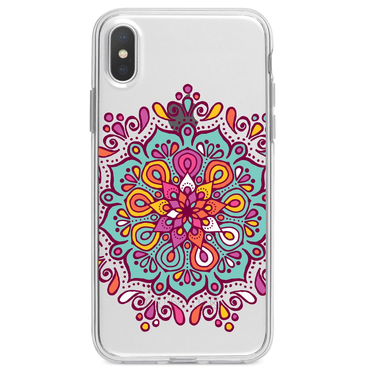 Jewel Tone Mandala Colorful Clear Shockproof iPhone Case, view 2