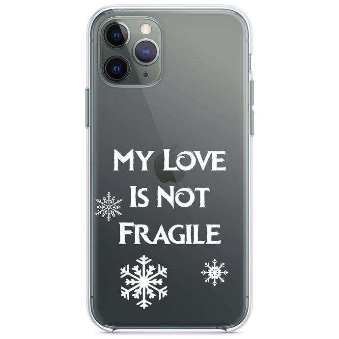 DistinctInk® Clear Shockproof Hybrid Case for Apple iPhone / Samsung Galaxy / Google Pixel - My Love Is Not Fragile - Snow Flakes