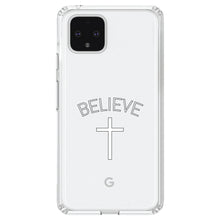 DistinctInk® Clear Shockproof Hybrid Case for Apple iPhone / Samsung Galaxy / Google Pixel - BELIEVE - Cross, Jesus