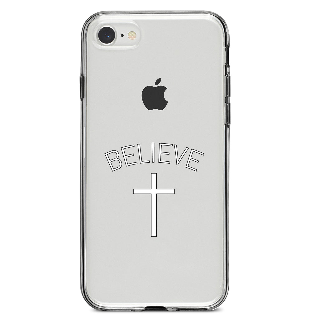 BELIEVE, Cross, Jesus Clear Shockproof iPhone Case, view 5