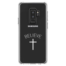 DistinctInk® Clear Shockproof Hybrid Case for Apple iPhone / Samsung Galaxy / Google Pixel - BELIEVE - Cross, Jesus
