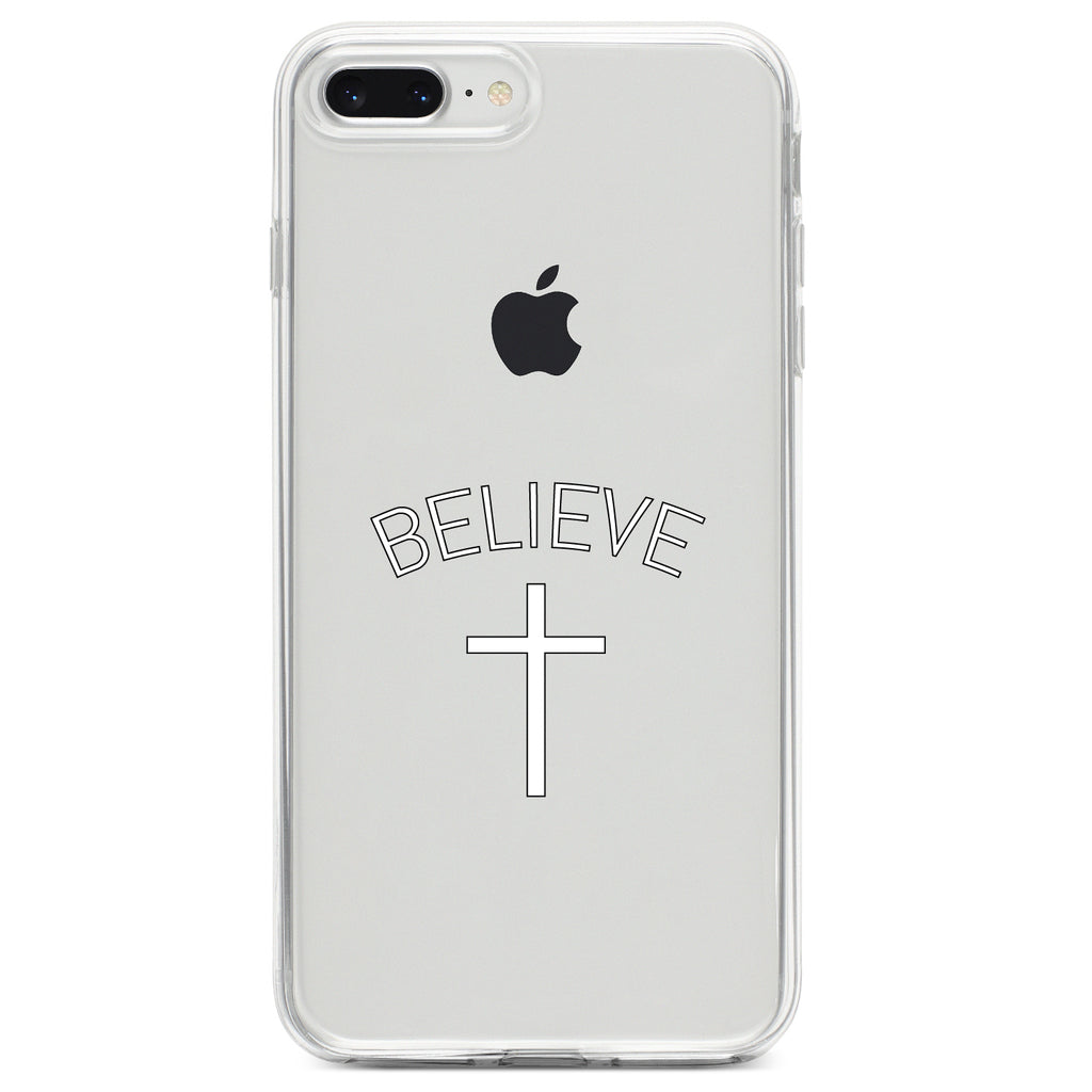 BELIEVE, Cross, Jesus Clear Shockproof iPhone Case, view 6