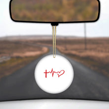 DistinctInk® Hanging Ceramic Christmas Tree Ornament with Gold String - Great Gift / Present - 2 3/4 inch Diameter - Cross Heart - Faith Hope Love