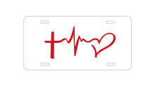 DistinctInk Custom Aluminum Decorative Vanity Front License Plate - Cross Heart - Faith Hope Love