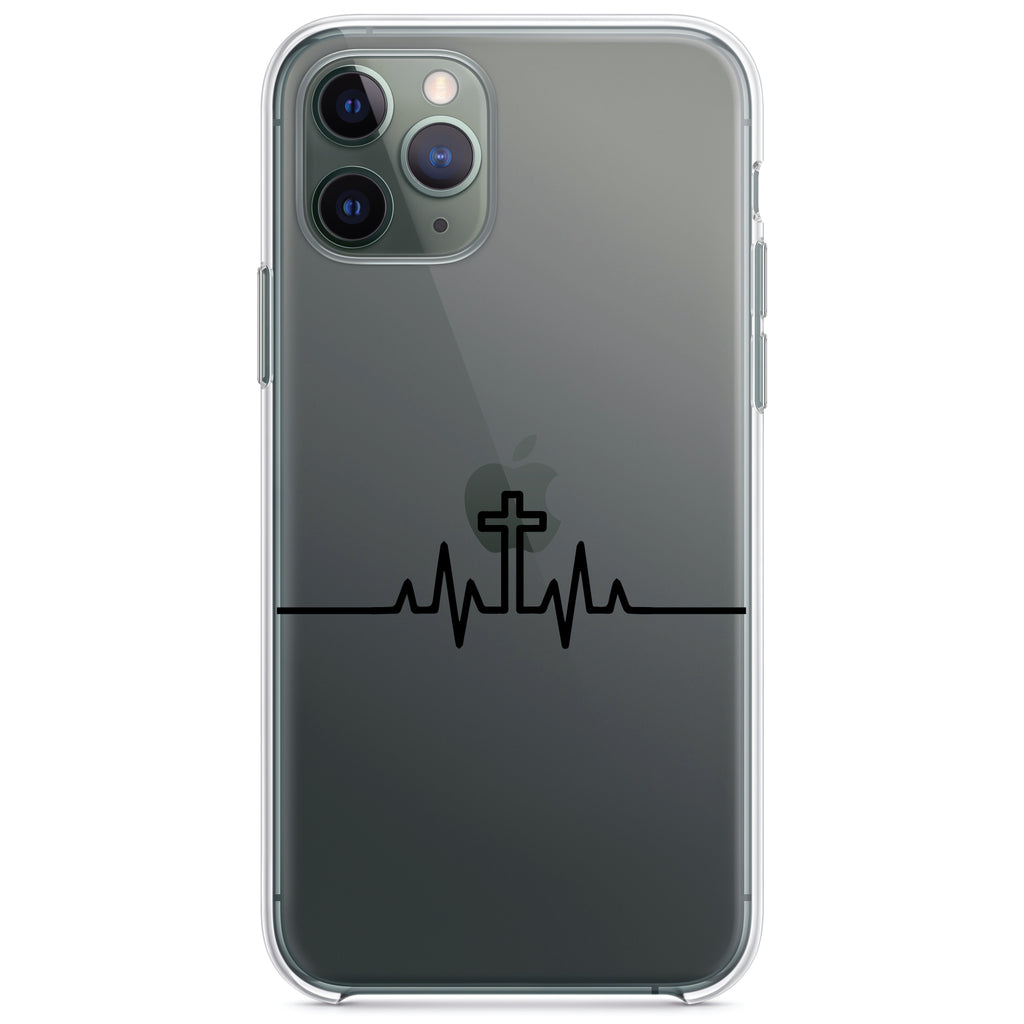 Heartbeat Cross Sinus Rhythm Clear Shockproof iPhone Case