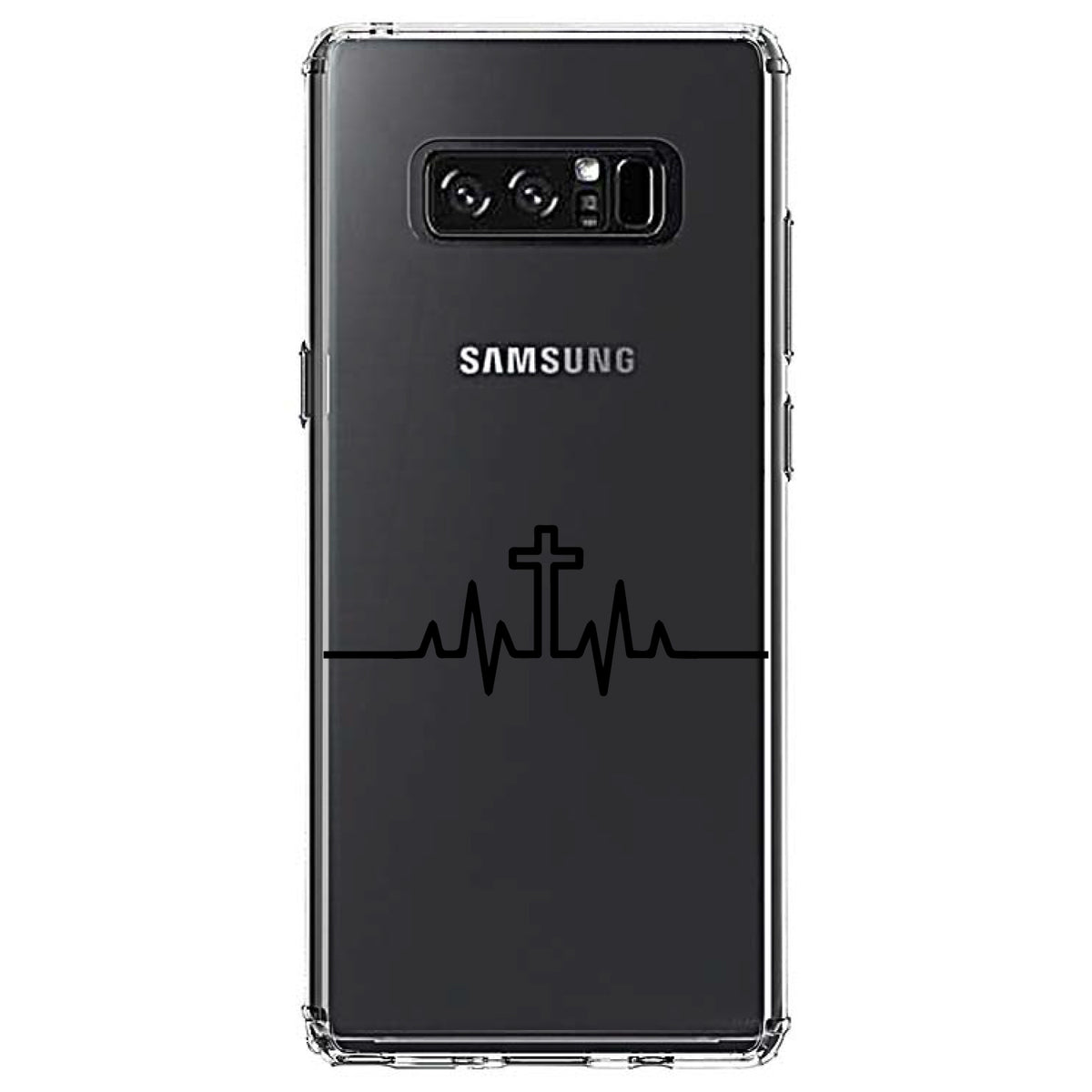 Heartbeat Cross Sinus Rhythm Clear Shockproof iPhone Case, view 12