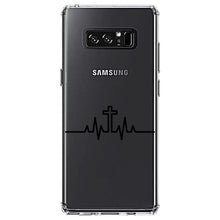 DistinctInk® Clear Shockproof Hybrid Case for Apple iPhone / Samsung Galaxy / Google Pixel - Heartbeat Cross Sinus Rhythm