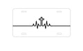 Custom Aluminum Decorative Vanity Front License Plate - Heartbeat Cross Sinus Rhythm