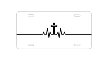 DistinctInk Custom Aluminum Decorative Vanity Front License Plate - Heartbeat Cross Sinus Rhythm