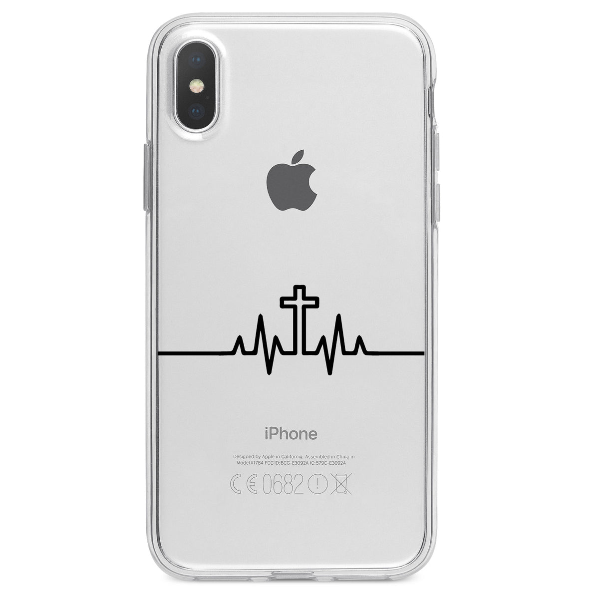 Heartbeat Cross Sinus Rhythm Clear Shockproof iPhone Case, view 2