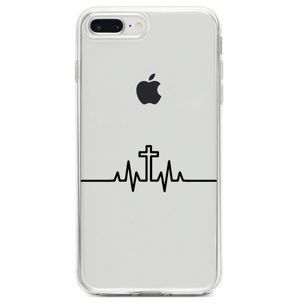 Heartbeat Cross Sinus Rhythm Clear Shockproof iPhone Case, view 6