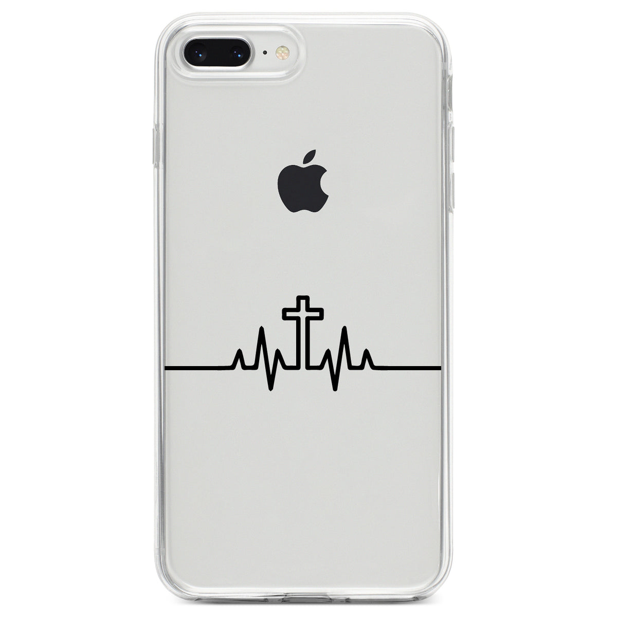 Heartbeat Cross Sinus Rhythm Clear Shockproof iPhone Case, view 6
