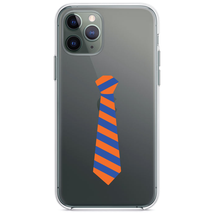 DistinctInk® Clear Shockproof Hybrid Case for Apple iPhone / Samsung Galaxy / Google Pixel - Orange Blue Neck Tie - Florida