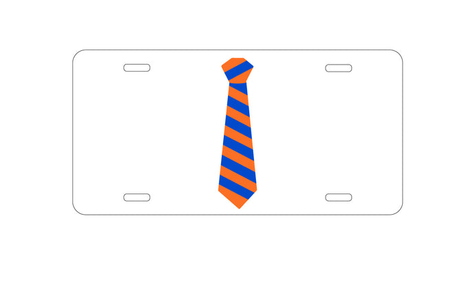 DistinctInk Custom Aluminum Decorative Vanity Front License Plate - Orange Blue Neck Tie - Florida