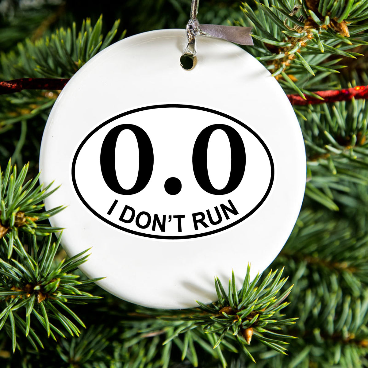 I Don't Run Marathon Sticker Ceramic Ornament, view 2