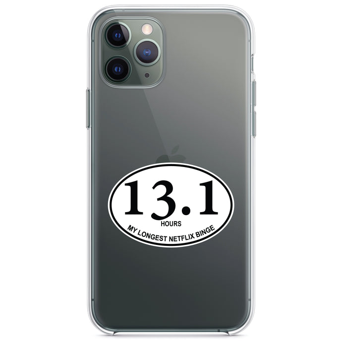 DistinctInk® Clear Shockproof Hybrid Case for Apple iPhone / Samsung Galaxy / Google Pixel - 13.1 - Hours - Longest TV Binge