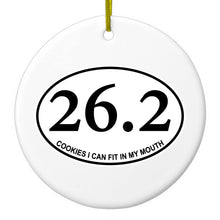 DistinctInk® Hanging Ceramic Christmas Tree Ornament with Gold String - Great Gift / Present - 2 3/4 inch Diameter - 26.2 - Cookies I Can Fit In My Mouth