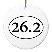 DistinctInk® Hanging Ceramic Christmas Tree Ornament with Gold String - Great Gift / Present - 2 3/4 inch Diameter - 26.2 - Marathon Sticker - Running