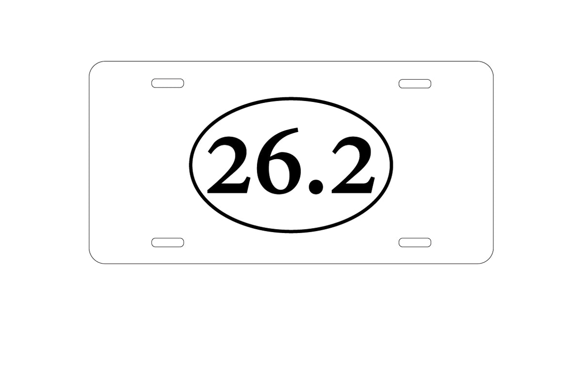 Custom Aluminum Decorative Vanity Front License Plate - 26.2 - Marathon Sticker - Running