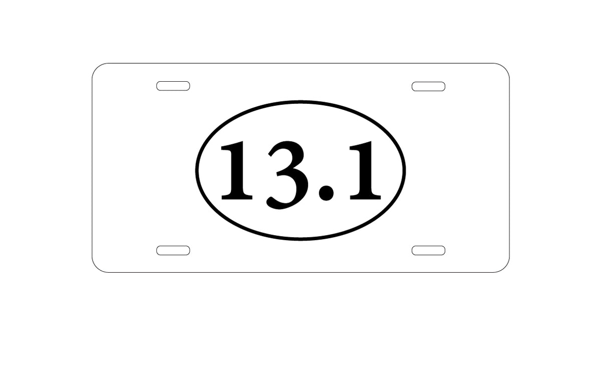 Custom Aluminum Decorative Vanity Front License Plate - 13.1 - Half Marathon Sticker - Running