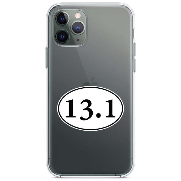 DistinctInk® Clear Shockproof Hybrid Case for Apple iPhone / Samsung Galaxy / Google Pixel - 13.1 - Half Marathon Sticker - Running