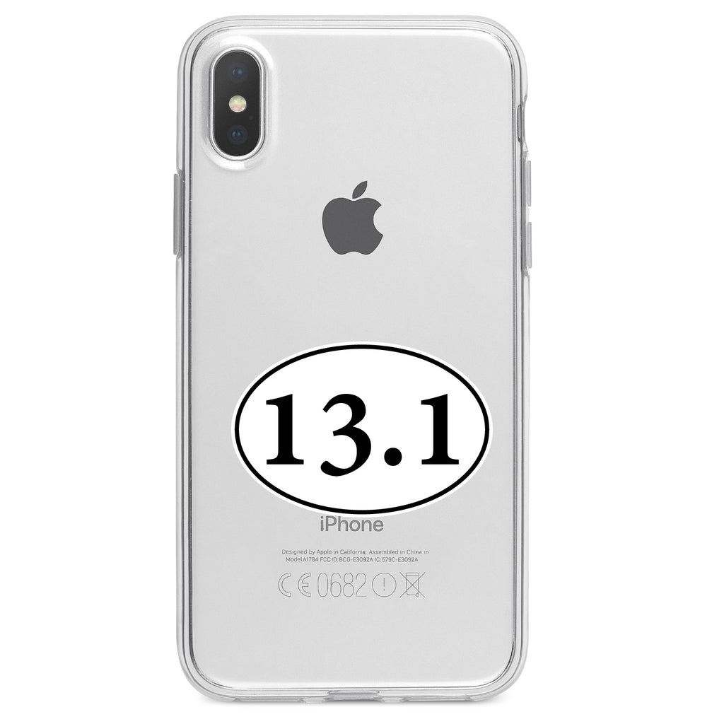 13.1, Half Marathon Sticker, Running Clear Shockproof iPhone Case, view 3