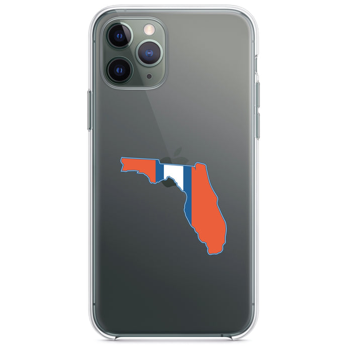 DistinctInk® Clear Shockproof Hybrid Case for Apple iPhone / Samsung Galaxy / Google Pixel - Orange & Blue State of Florida
