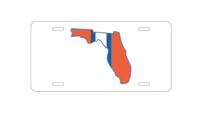 DistinctInk Custom Aluminum Decorative Vanity Front License Plate - Orange & Blue State of Florida