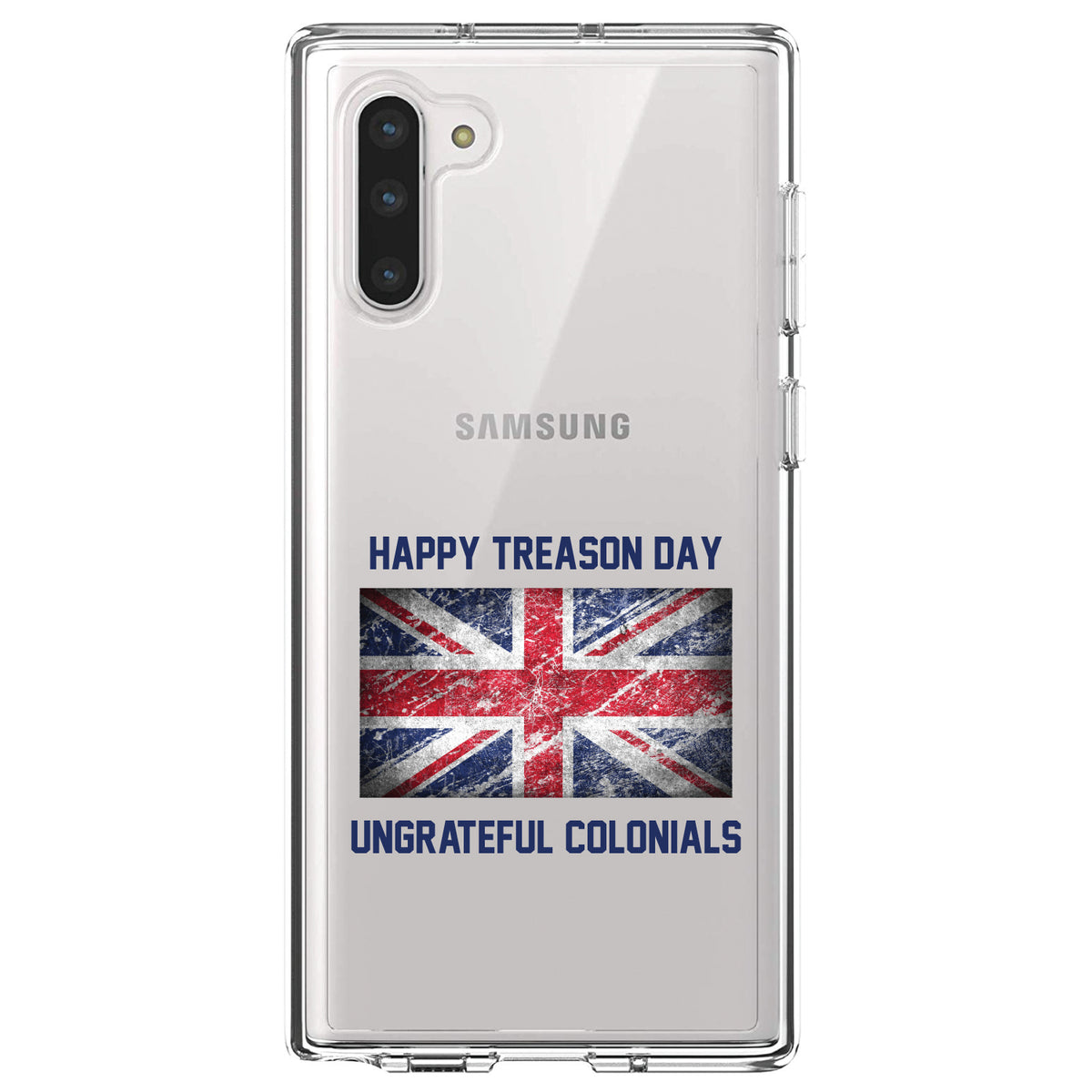 Happy Treason Day Ungrateful Colonials Clear Shockproof iPhone Case, view 9