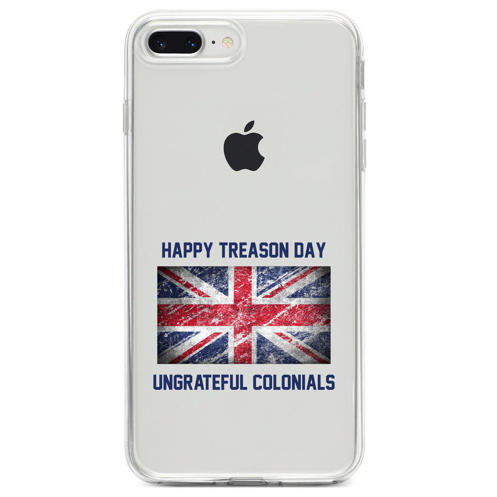 Happy Treason Day Ungrateful Colonials Clear Shockproof iPhone Case, view 6