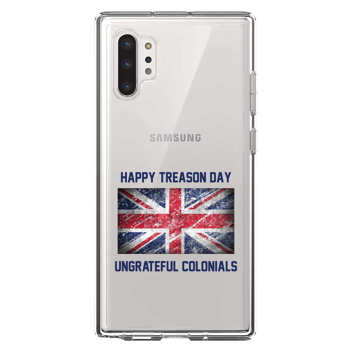 Happy Treason Day Ungrateful Colonials Clear Shockproof iPhone Case, view 10