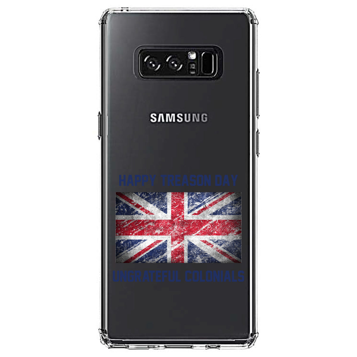 Happy Treason Day Ungrateful Colonials Clear Shockproof iPhone Case, view 12