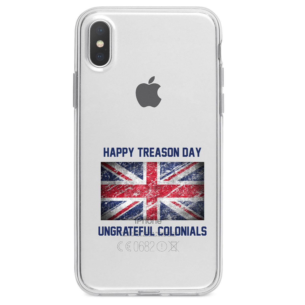 Happy Treason Day Ungrateful Colonials Clear Shockproof iPhone Case, view 4