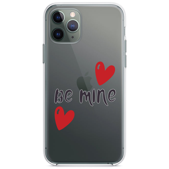 DistinctInk® Clear Shockproof Hybrid Case for Apple iPhone / Samsung Galaxy / Google Pixel - Be Mine - Red Hearts