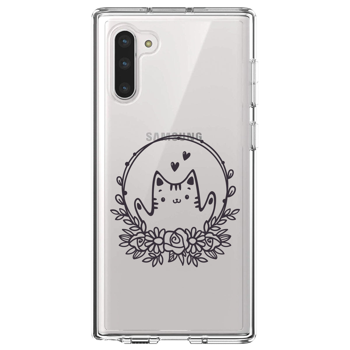 Valentine Cat, Wreath Hearts Clear Shockproof iPhone Case, view 9