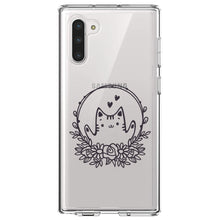 DistinctInk® Clear Shockproof Hybrid Case for Apple iPhone / Samsung Galaxy / Google Pixel - Valentine Cat - Wreath Hearts