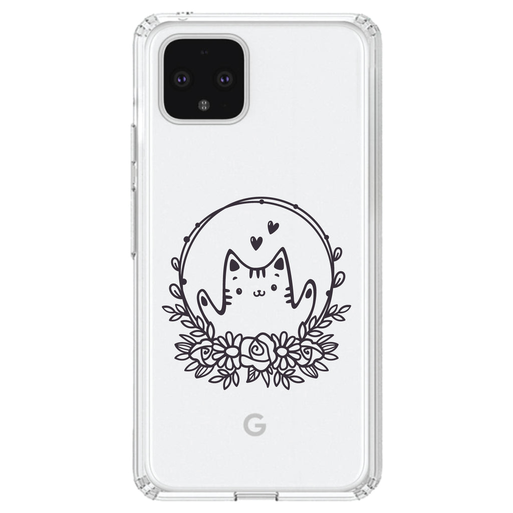 Valentine Cat, Wreath Hearts Clear Shockproof iPhone Case, view 24