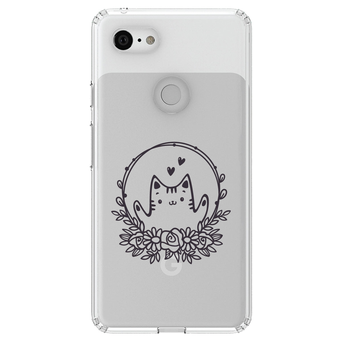 Valentine Cat, Wreath Hearts Clear Shockproof iPhone Case, view 22