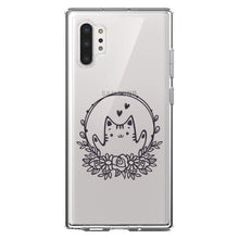 DistinctInk® Clear Shockproof Hybrid Case for Apple iPhone / Samsung Galaxy / Google Pixel - Valentine Cat - Wreath Hearts