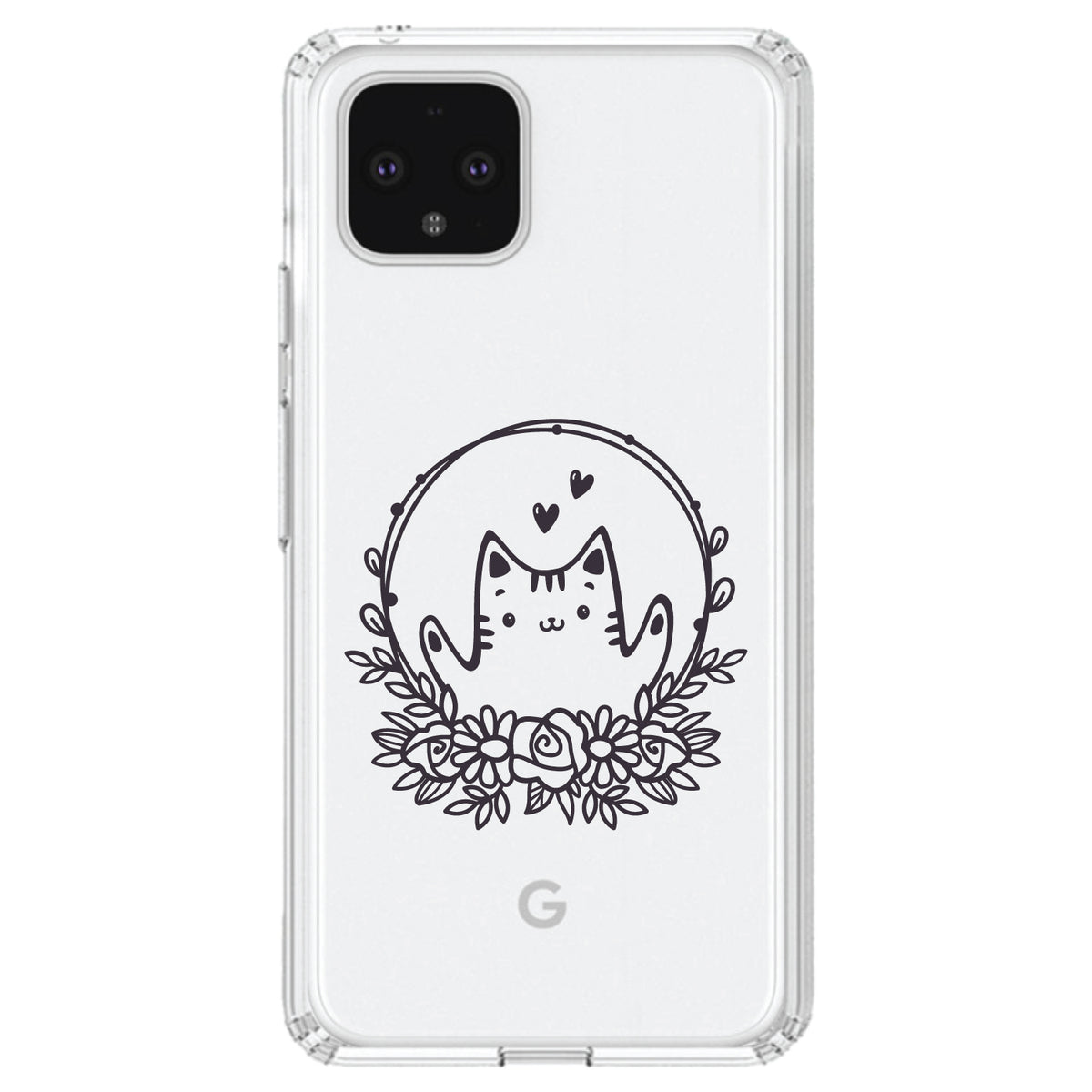 Valentine Cat, Wreath Hearts Clear Shockproof iPhone Case, view 23
