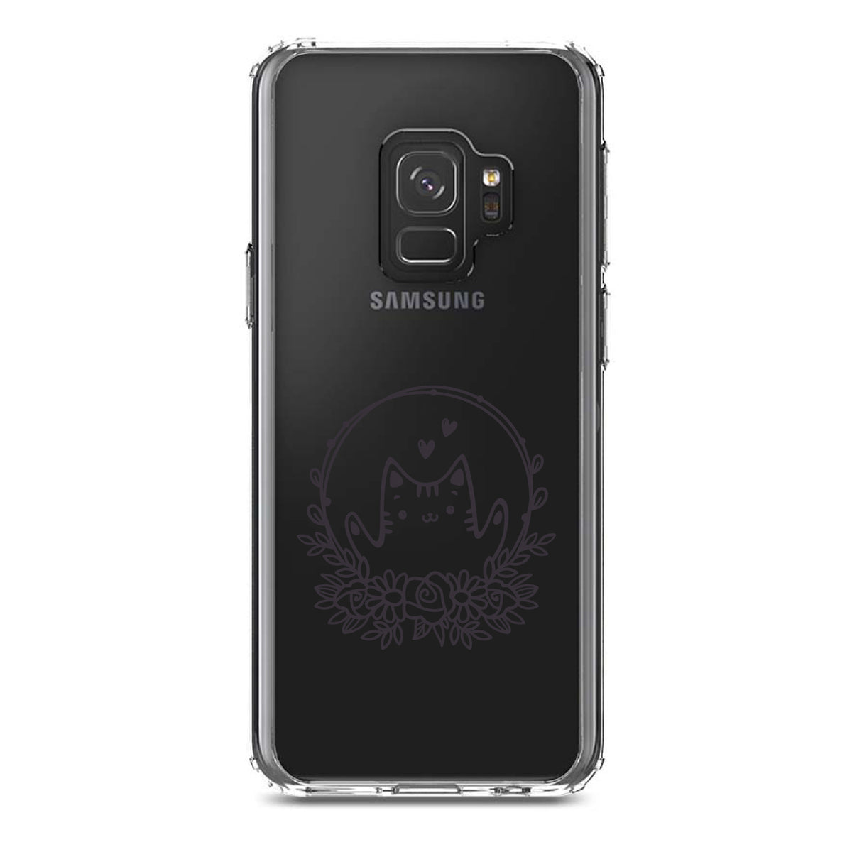 Valentine Cat, Wreath Hearts Clear Shockproof iPhone Case, view 19