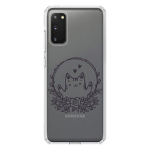 DistinctInk® Clear Shockproof Hybrid Case for Apple iPhone / Samsung Galaxy / Google Pixel - Valentine Cat - Wreath Hearts