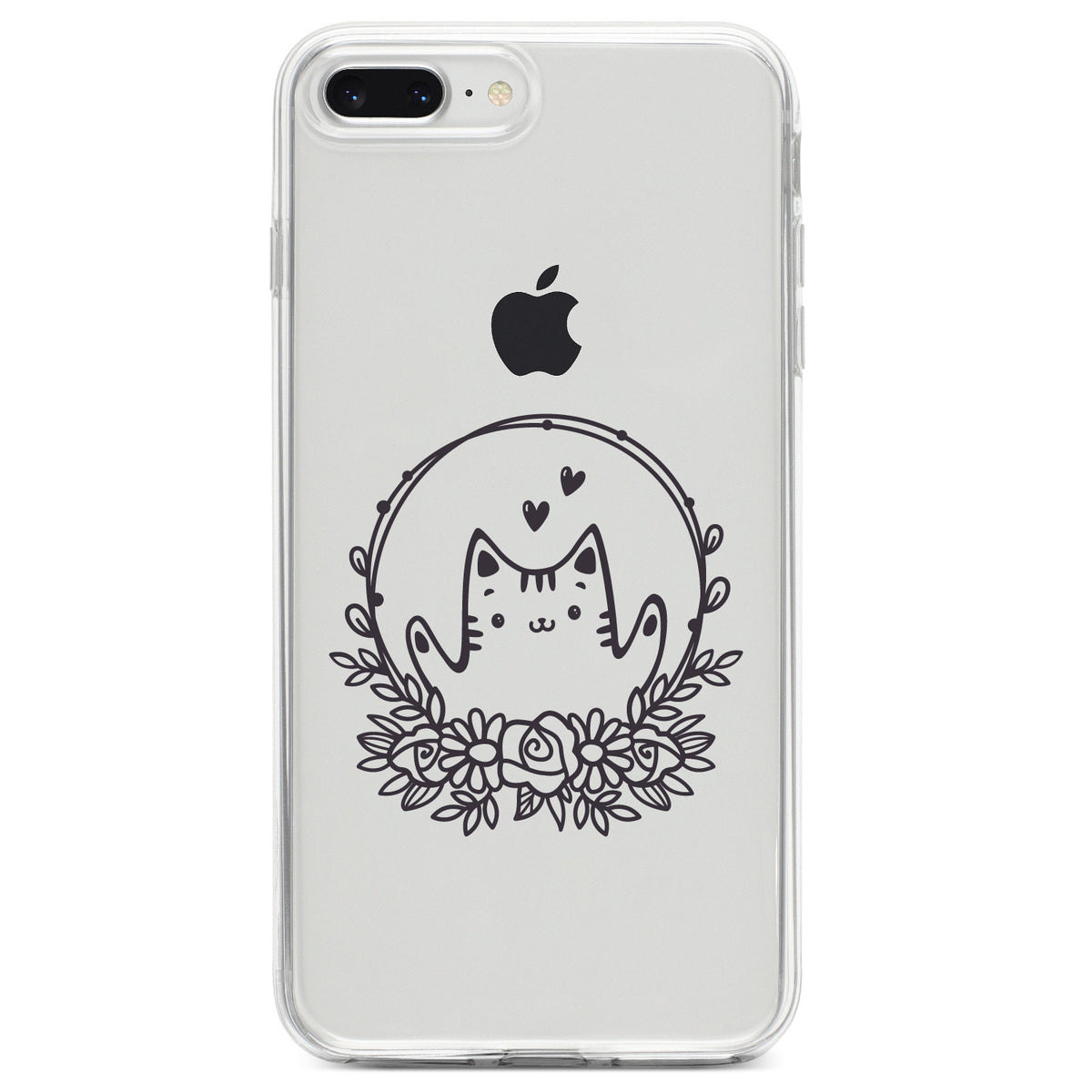 Valentine Cat, Wreath Hearts Clear Shockproof iPhone Case, view 6