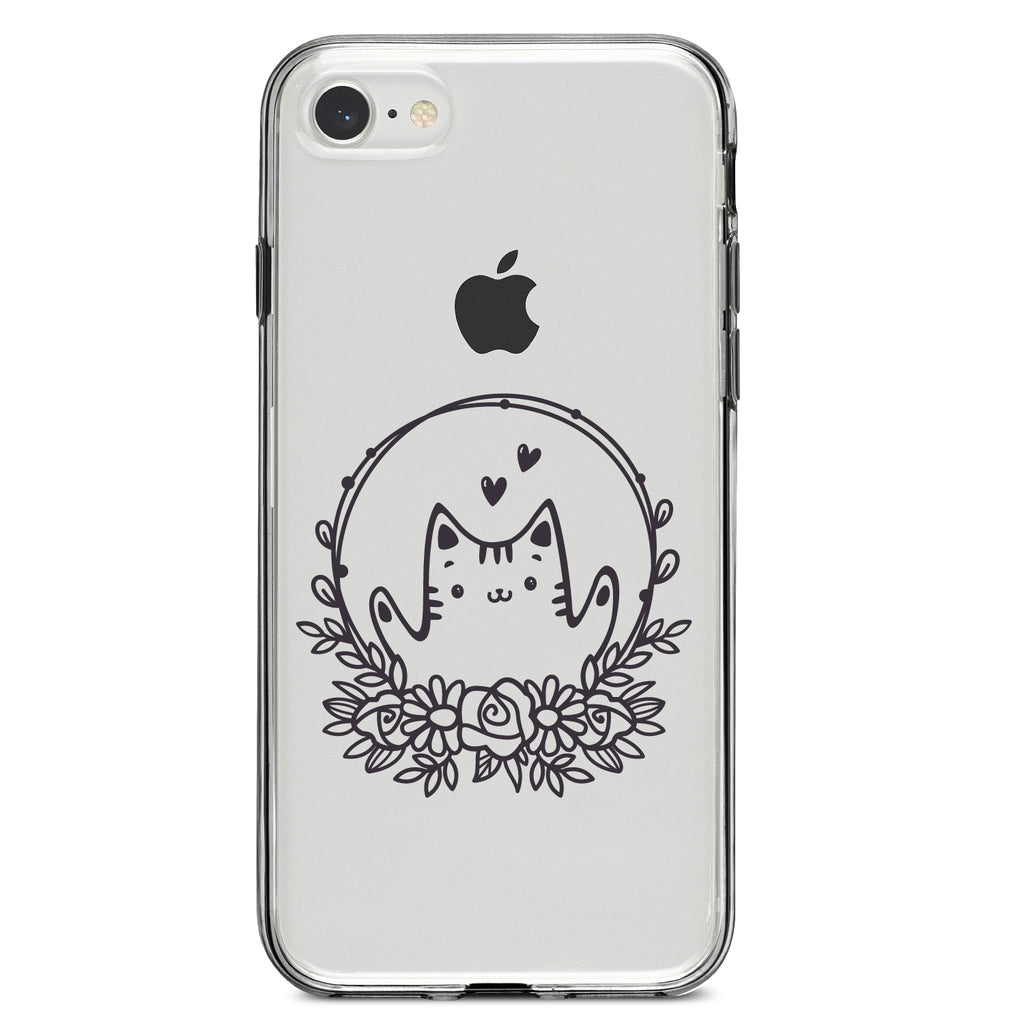 Valentine Cat, Wreath Hearts Clear Shockproof iPhone Case, view 5