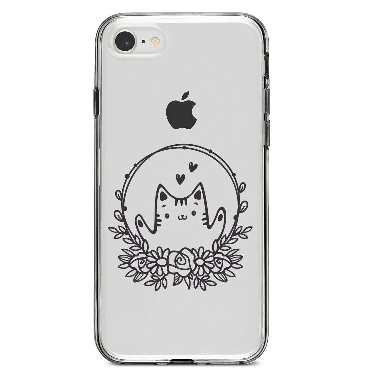 Valentine Cat, Wreath Hearts Clear Shockproof iPhone Case, view 5