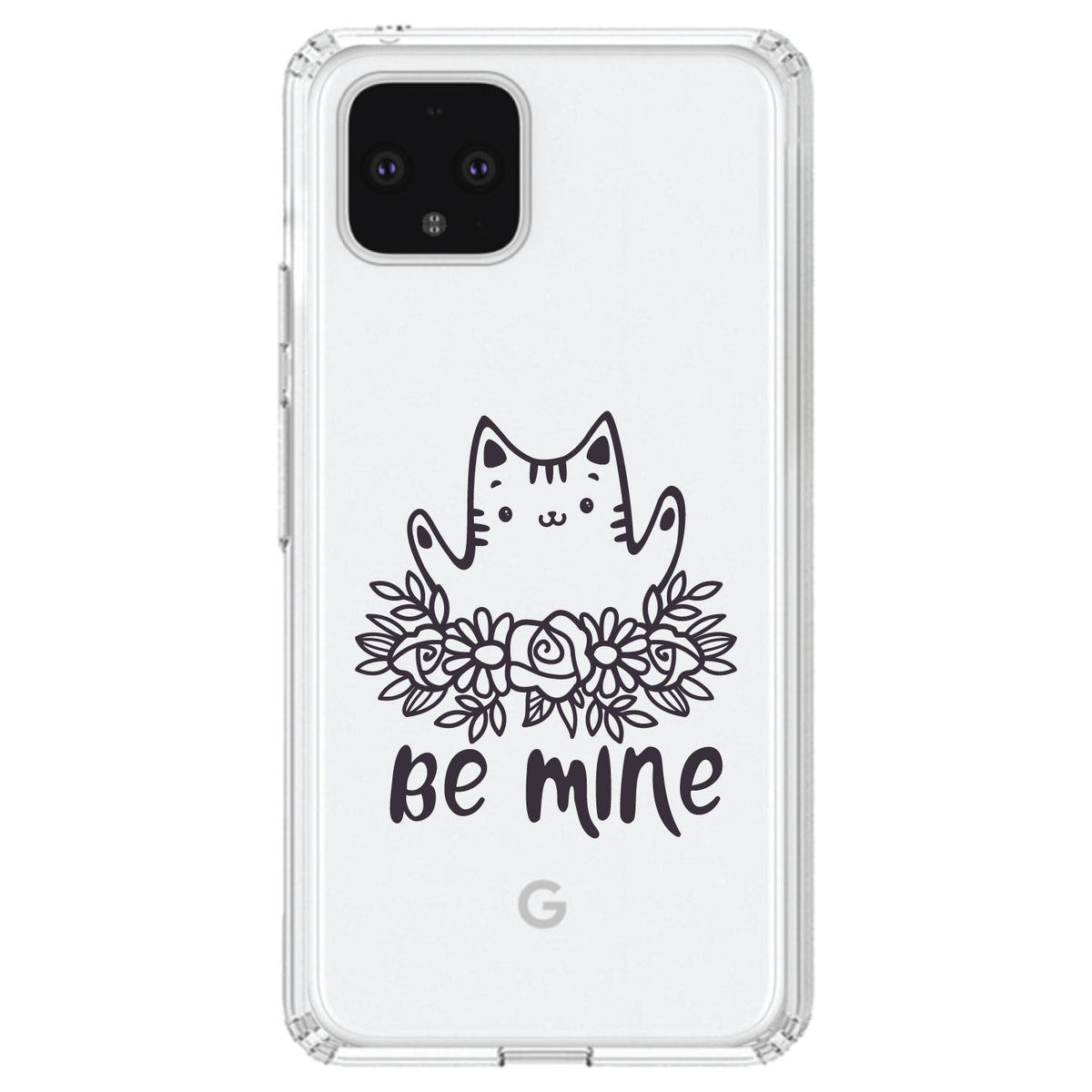 Valentine Cat, Be Mine Flowers Clear Shockproof iPhone Case, view 24