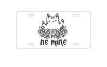 DistinctInk Custom Aluminum Decorative Vanity Front License Plate - Valentine Cat - Be Mine Flowers