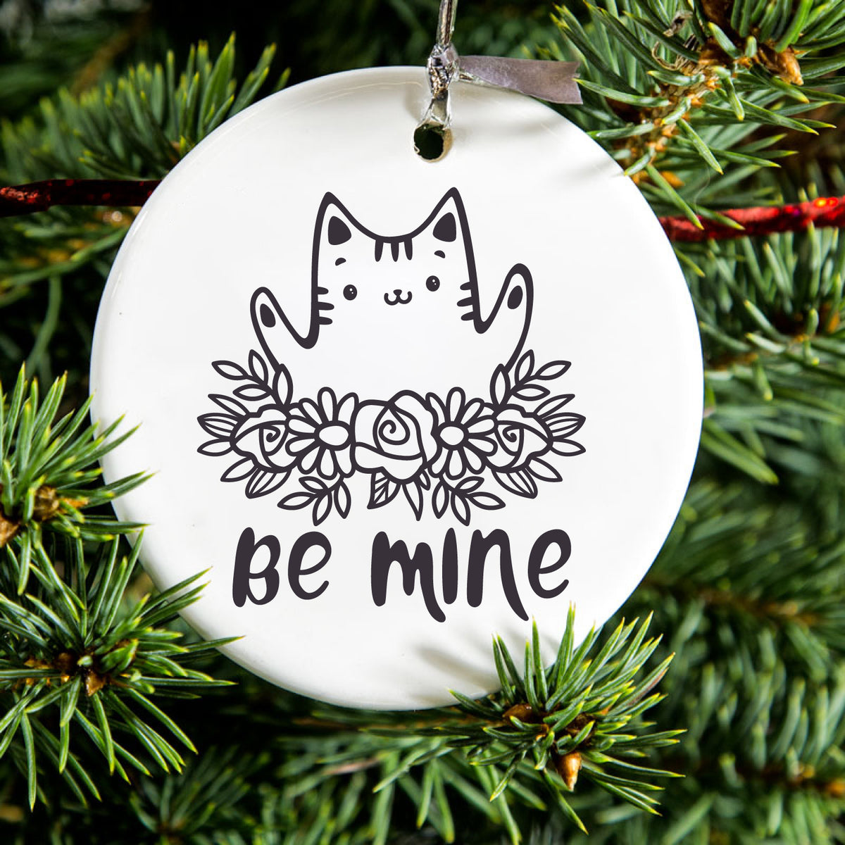 Be Mine Flowers Ceramic Ornament, view 2