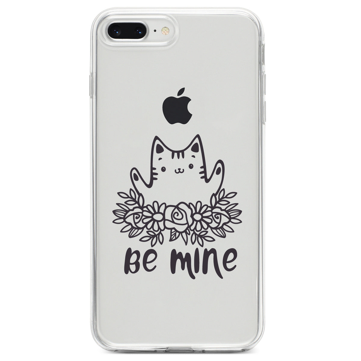 Valentine Cat, Be Mine Flowers Clear Shockproof iPhone Case, view 6
